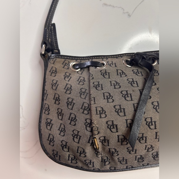 Dooney & Bourke Vintage Cloth Leather Trim Signature MonogramPurse Y2K-Pre Loved - Picture 11 of 16